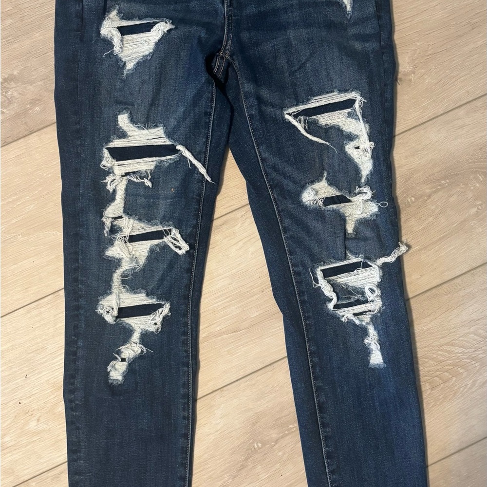 American Eagle Outfitters Blue Skinny Distressed Jeans